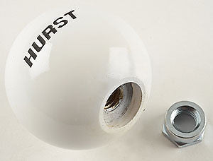 6 speed RUR logo imprinted shift knob WHITE: 3/8