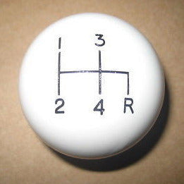 4 speed RDR engraved shift knob WHITE: 3/8"-24 for 1979 CJ 1956+ Dodge 1965+ Ford