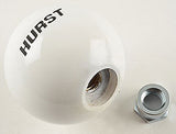6 speed RUR imprinted shift knob WHITE: 3/8"-16 for Hurst chrome sticks