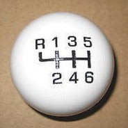 6 speed RUL engraved shift knob ball WHITE for 2015-2025 Ford Mustang + Focus & Fiesta