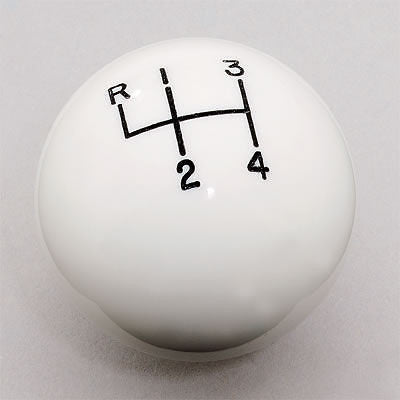 4 speed RUL engraved shift knob WHITE: M16 x 1.50 for 1982 Camaro & Firebird + 1984-1986 Fiero