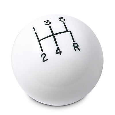 5 speed engraved shift knob WHITE: 3/8