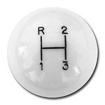 3 speed engraved shift knob WHITE: 3/8"-24 for Buick Olds + AMC & Mopar