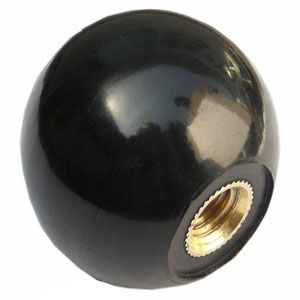 1 1/4" small round plain BLACK knob - polished