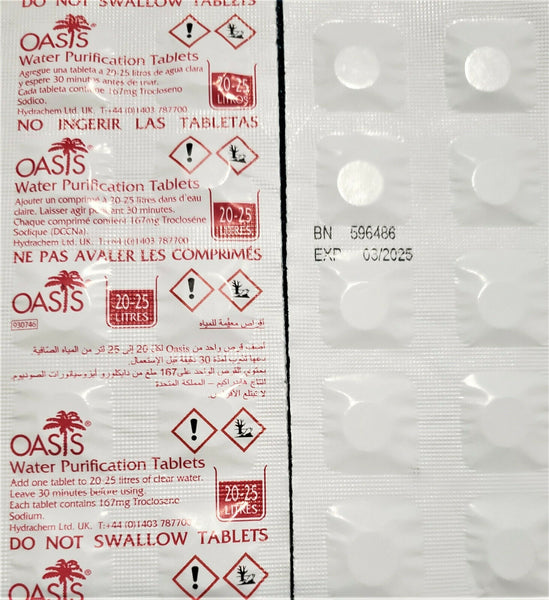Oasis water purification tablets