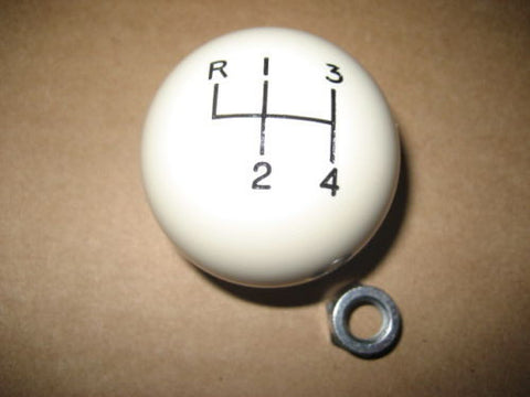 4 speed RUL engraved shift knob IVORY: 3/8"-24 for Buick Olds 442 AMC Mopar