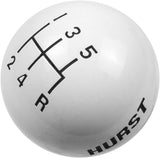 5 speed imprinted shift knob WHITE: 3/8"-16 for Hurst chrome sticks