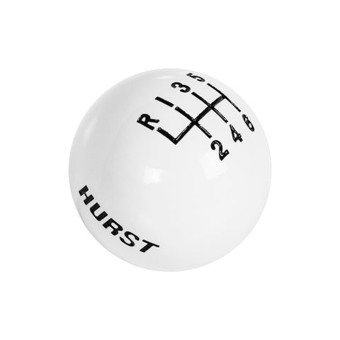6 speed RUL logo imprinted shift knob WHITE: 3/8"-16 for Hurst chrome sticks