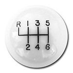 6 speed RUL engraved shift knob WHITE: 3/8"-16 for Hurst chrome sticks